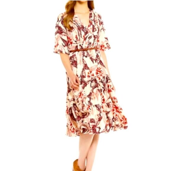 Chemieux SZ 10 Pink Floral Dress Boho Ranch Prairie Vintage Cottage - Picture 1 of 10